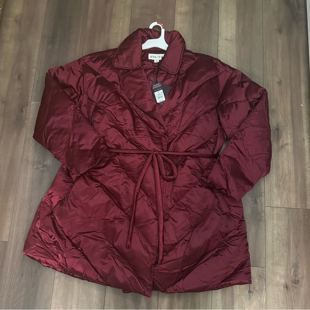 AVA & VIV Women's Burgundy Puffer Jacket
